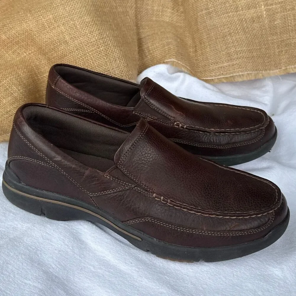 Rockport Slip On Brown Leather Classic Loafers Business Casual size 9.5